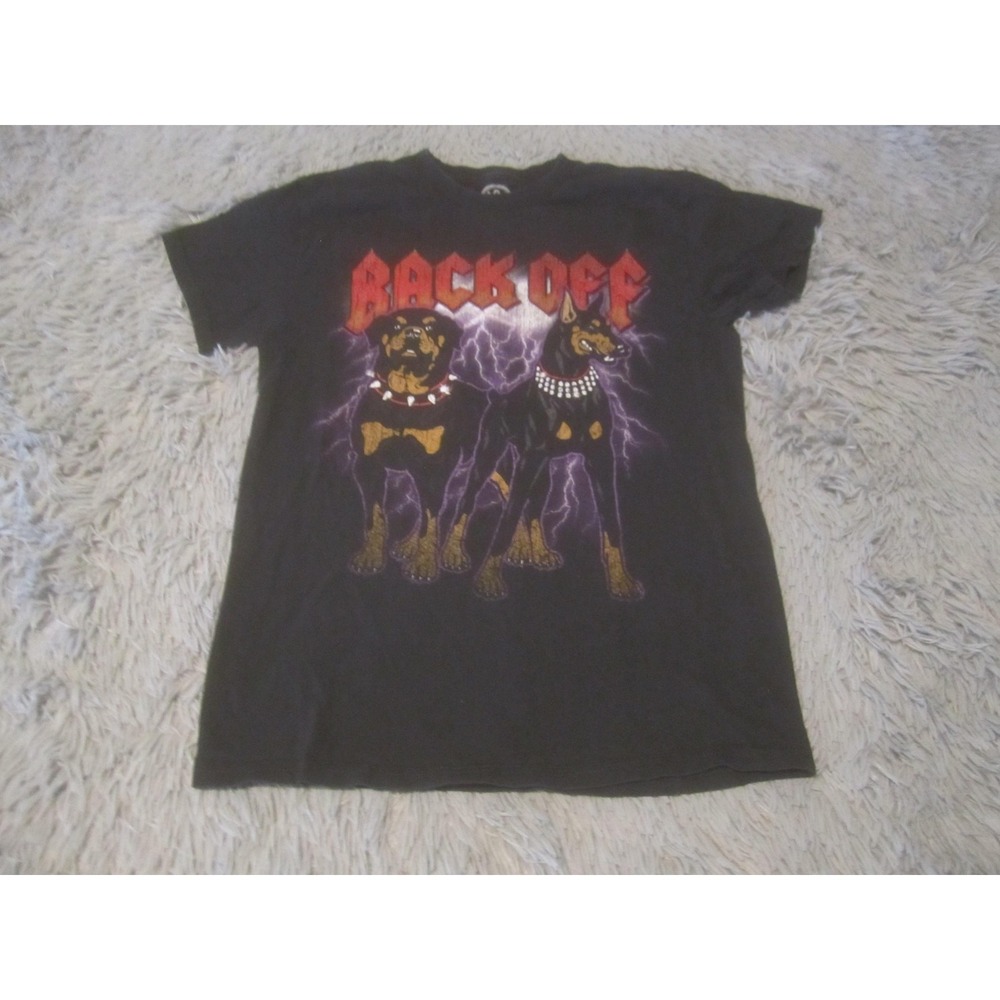 DOM Back Off Dogs Shirt Mens Small Black Graphic Tee Rottweiler Doberman